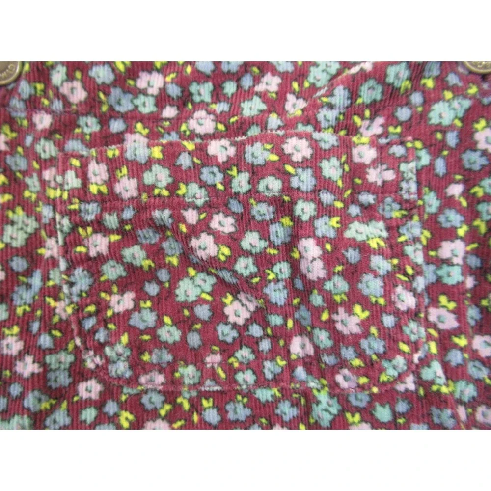 Vintage 90s Gymboree Corduroy Jumper Dress Girls M 3-4 Years Floral